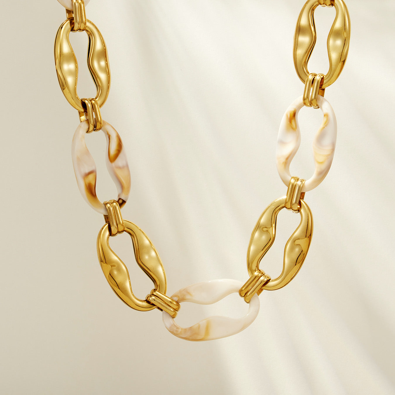 316L Stainless Steel 18K PVD Gold Geometric Resin Necklace made with 316L stainless steel and 18K PVD gold finish for wholesale jewelry buyers - image 8