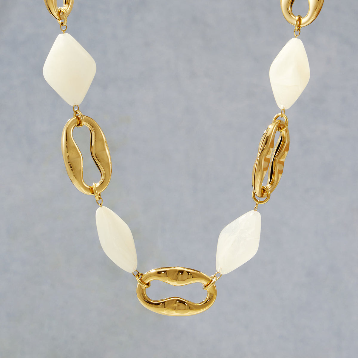 316L Stainless Steel 18K PVD Gold Geometric Resin Necklace made with 316L stainless steel and 18K PVD gold finish for wholesale jewelry buyers - image 9
