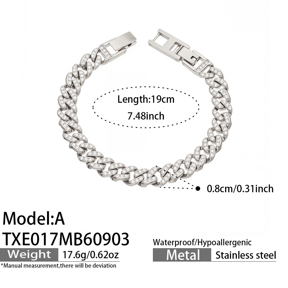 Elegant 316L stainless steel bracelet in steel color