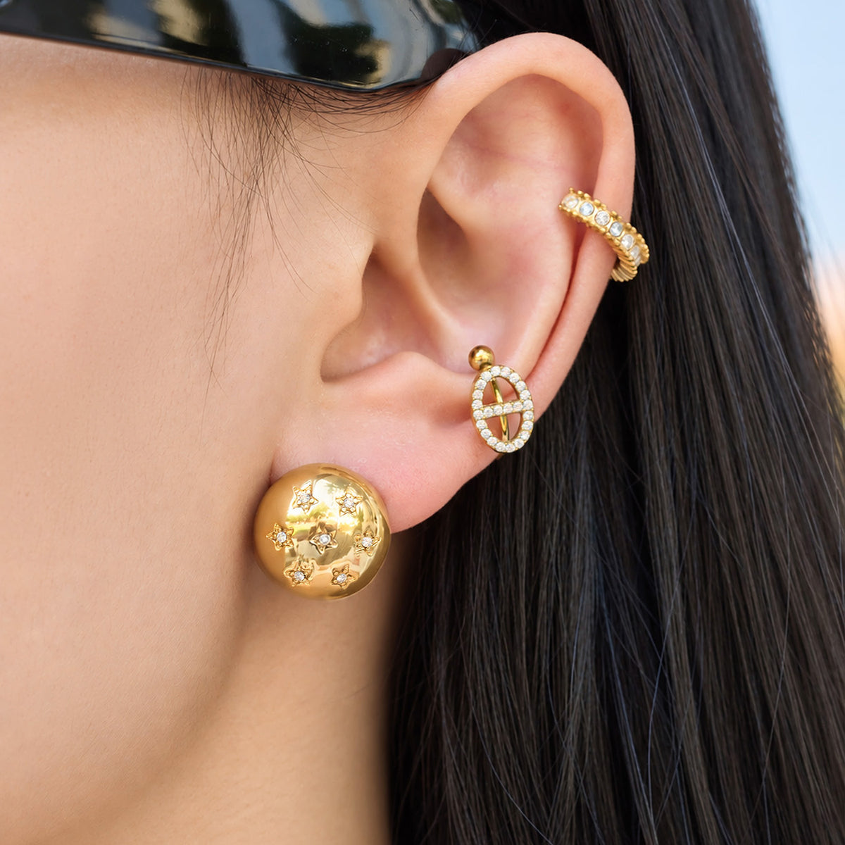 316L Stainless Steel 18K PVD Gold Star Zircon Earring made with 316L stainless steel and 18K PVD gold finish for wholesale jewelry buyers - image 1