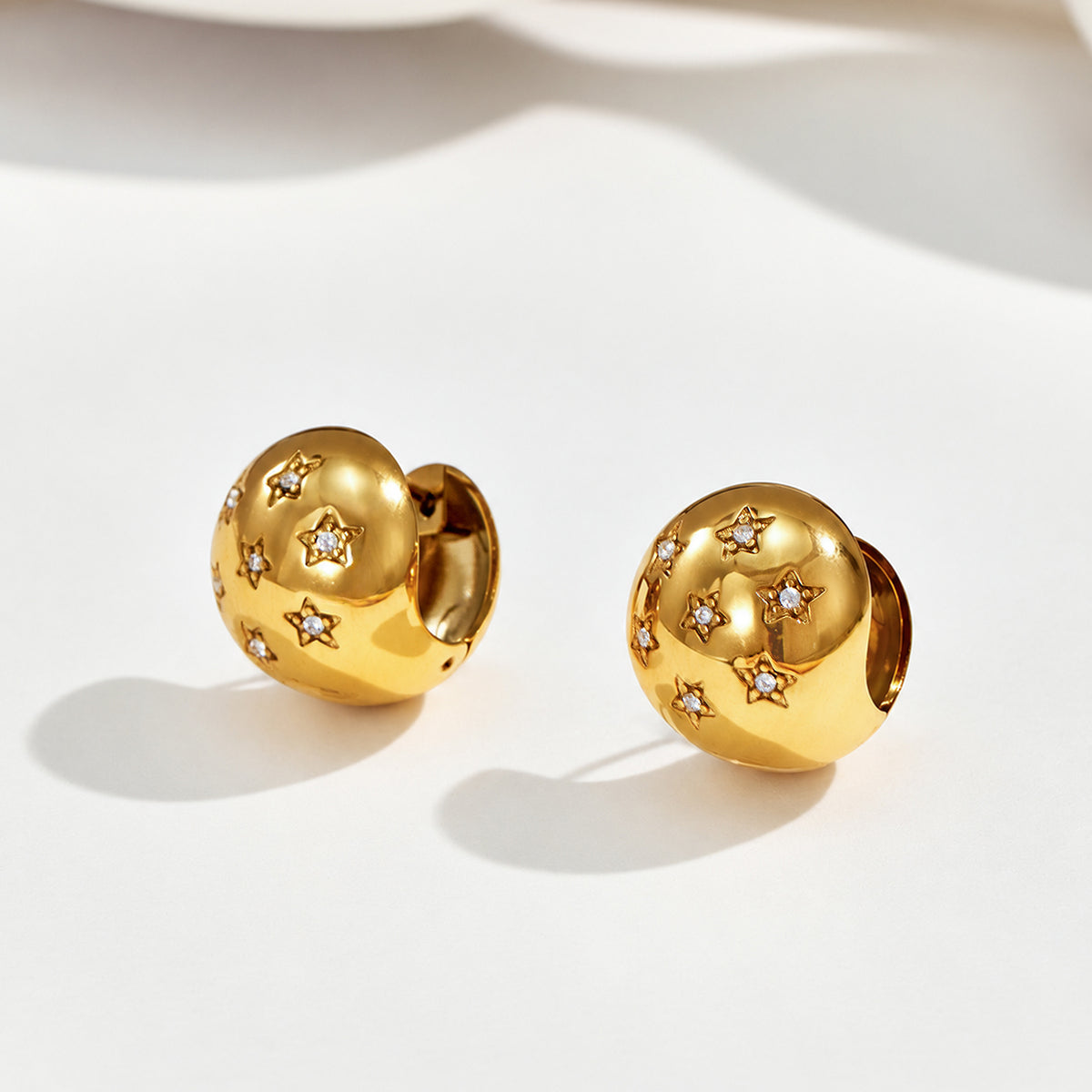 316L Stainless Steel 18K PVD Gold Star Zircon Earring made with 316L stainless steel and 18K PVD gold finish for wholesale jewelry buyers - image 9