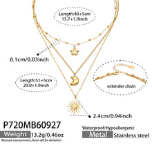 316L Stainless Steel 18K PVD Gold Sun Moon Star Necklace made with 316L stainless steel and 18K PVD gold finish for wholesale jewelry buyers - image 10