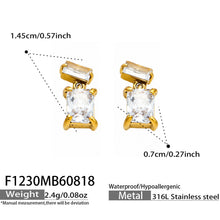 316L Stainless Steel 18K PVD Gold White Zircon Drop Earring