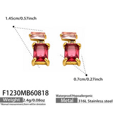 316L Stainless Steel 18K PVD Gold Green Zircon Drop Earring