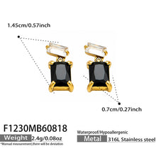 316L Stainless Steel 18K PVD Gold Blue Zircon Drop Earring