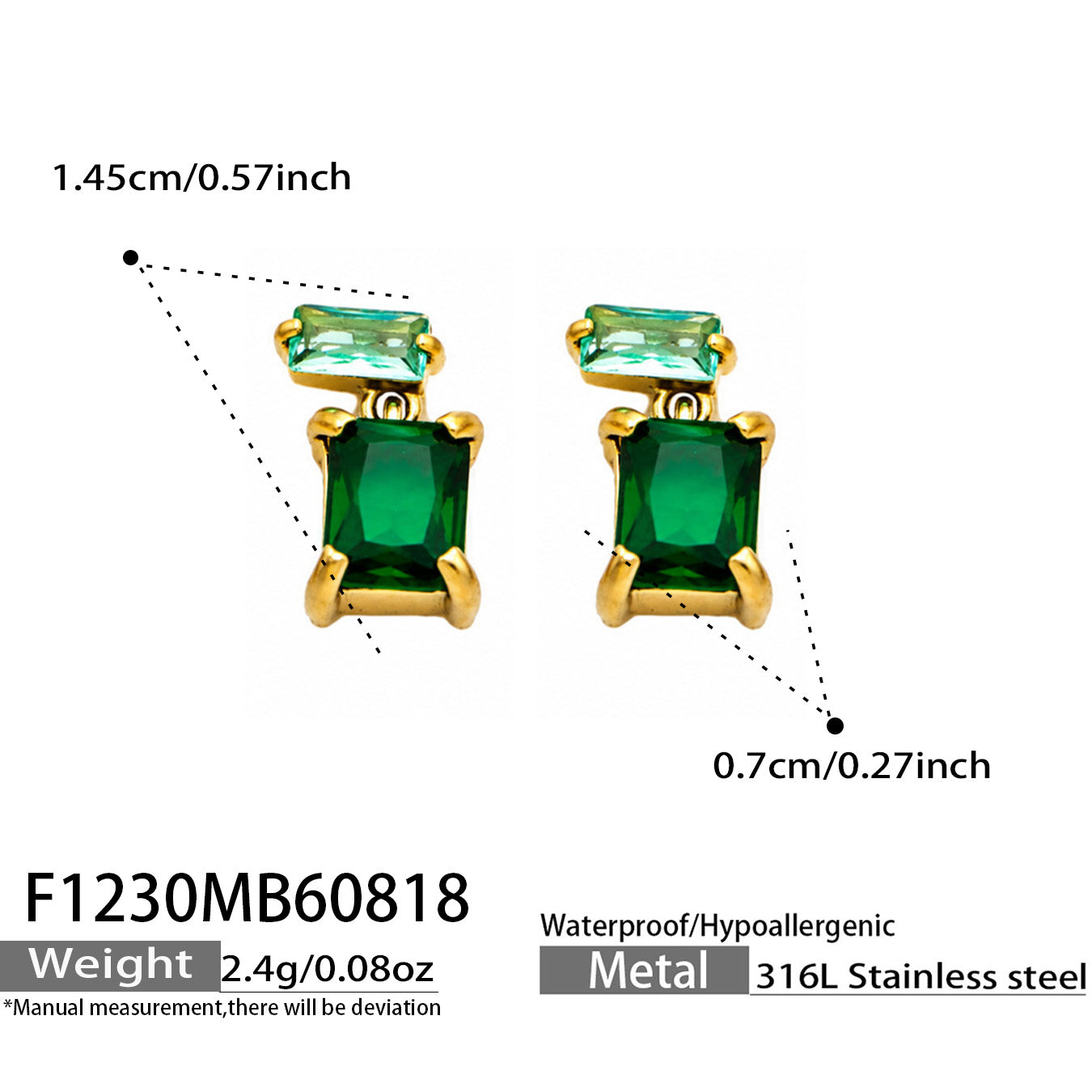316L Stainless Steel 18K PVD Gold Zircon Drop Earrings made with 316L stainless steel and 18K PVD gold finish for wholesale jewelry buyers - image 6