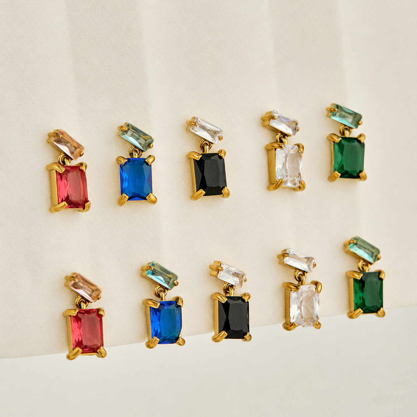 316L Stainless Steel 18K PVD Gold Zircon Drop Earrings made with 316L stainless steel and 18K PVD gold finish for wholesale jewelry buyers - image 7