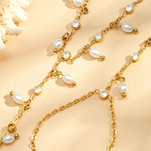 316L Stainless Steel 18K PVD Gold Zircon Pearl Finger Chain Bracelet made with 316L stainless steel and 18K PVD gold finish for wholesale jewelry buyers - image 7