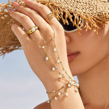 316L Stainless Steel 18K PVD Gold Zircon Pearl Finger Chain Bracelet made with 316L stainless steel and 18K PVD gold finish for wholesale jewelry buyers - image 8