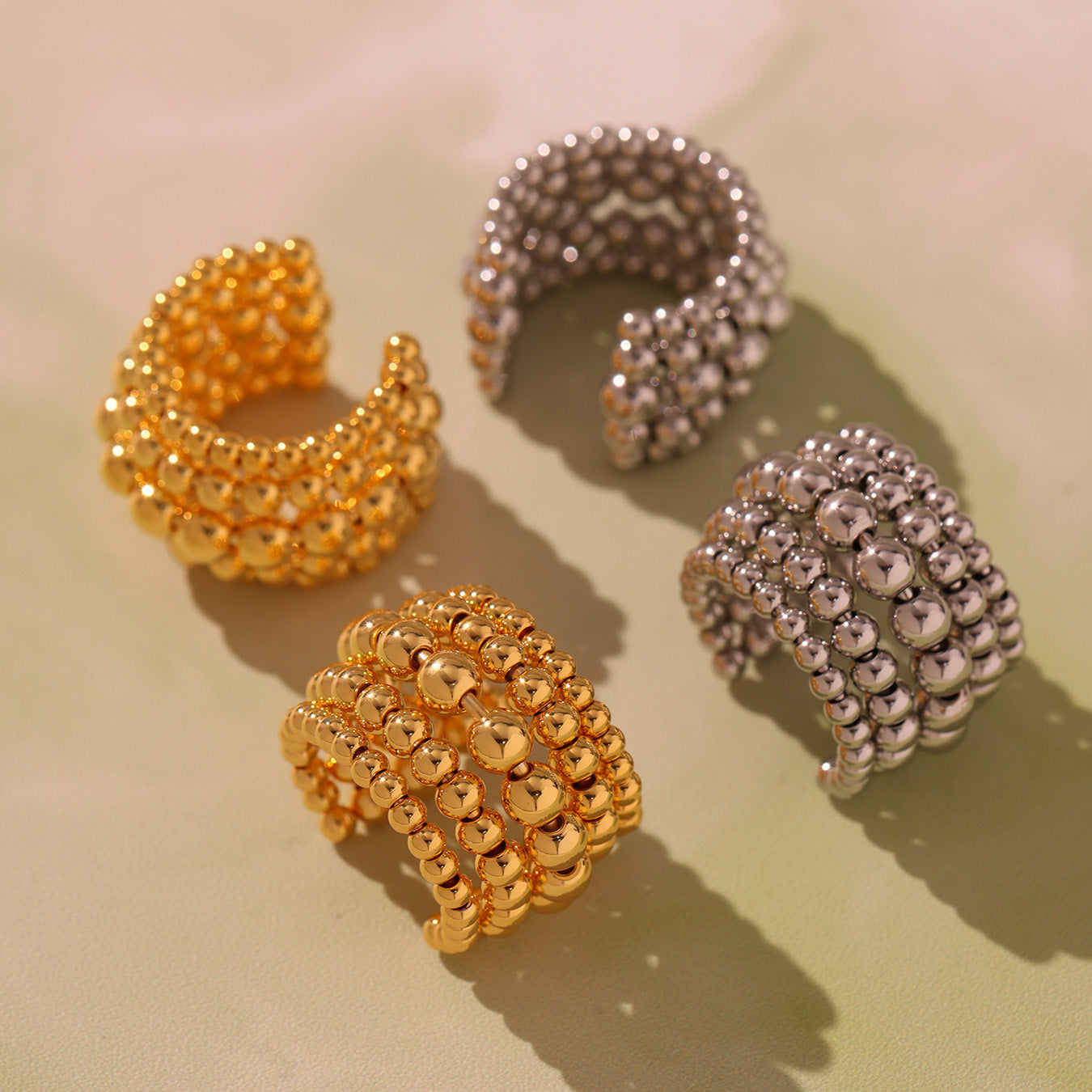 316L Stainless Steel 18K PVD Gold 5-layer Bead Ring made with 316L stainless steel and 18K PVD gold finish for wholesale jewelry buyers - image 11