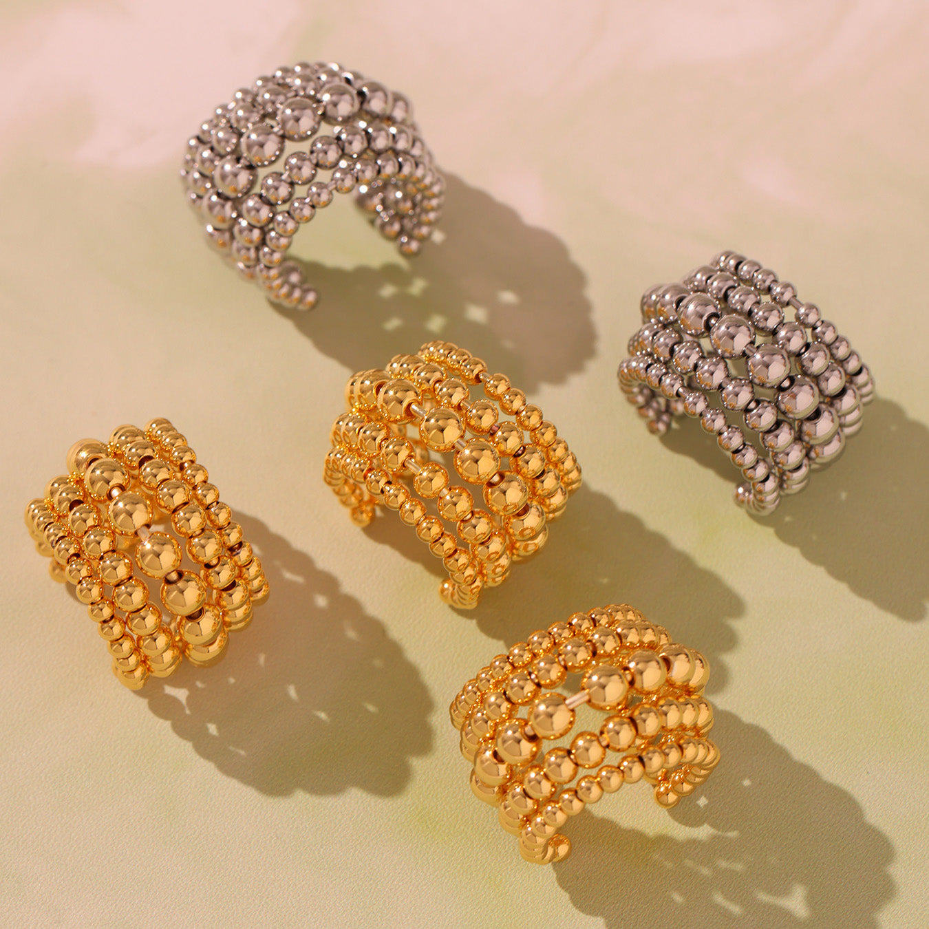 316L Stainless Steel 18K PVD Gold 5-layer Bead Ring made with 316L stainless steel and 18K PVD gold finish for wholesale jewelry buyers - image 12