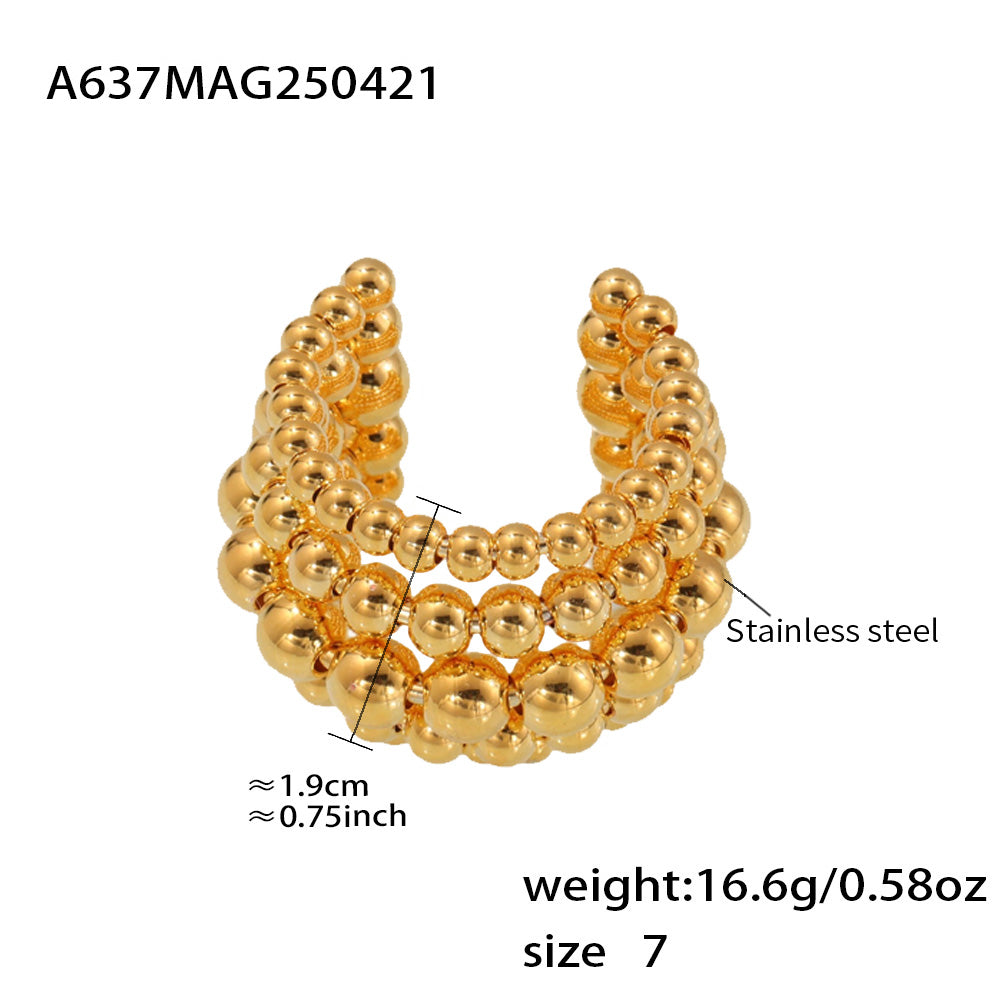 316L Stainless Steel 18K PVD Gold 5-layer Bead Ring made with 316L stainless steel and 18K PVD gold finish for wholesale jewelry buyers - image 3