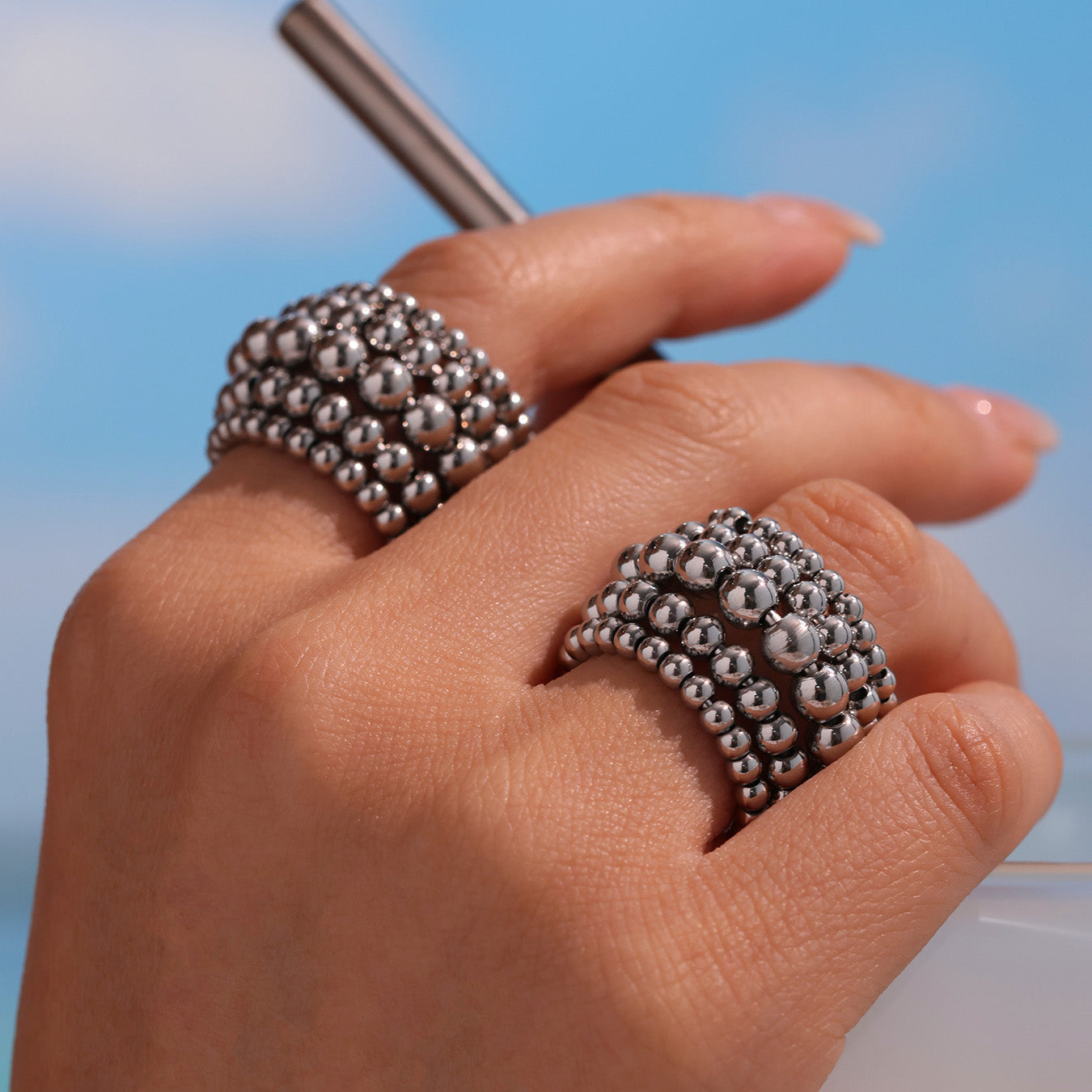 316L Stainless Steel 18K PVD Gold 5-layer Bead Ring made with 316L stainless steel and 18K PVD gold finish for wholesale jewelry buyers - image 6