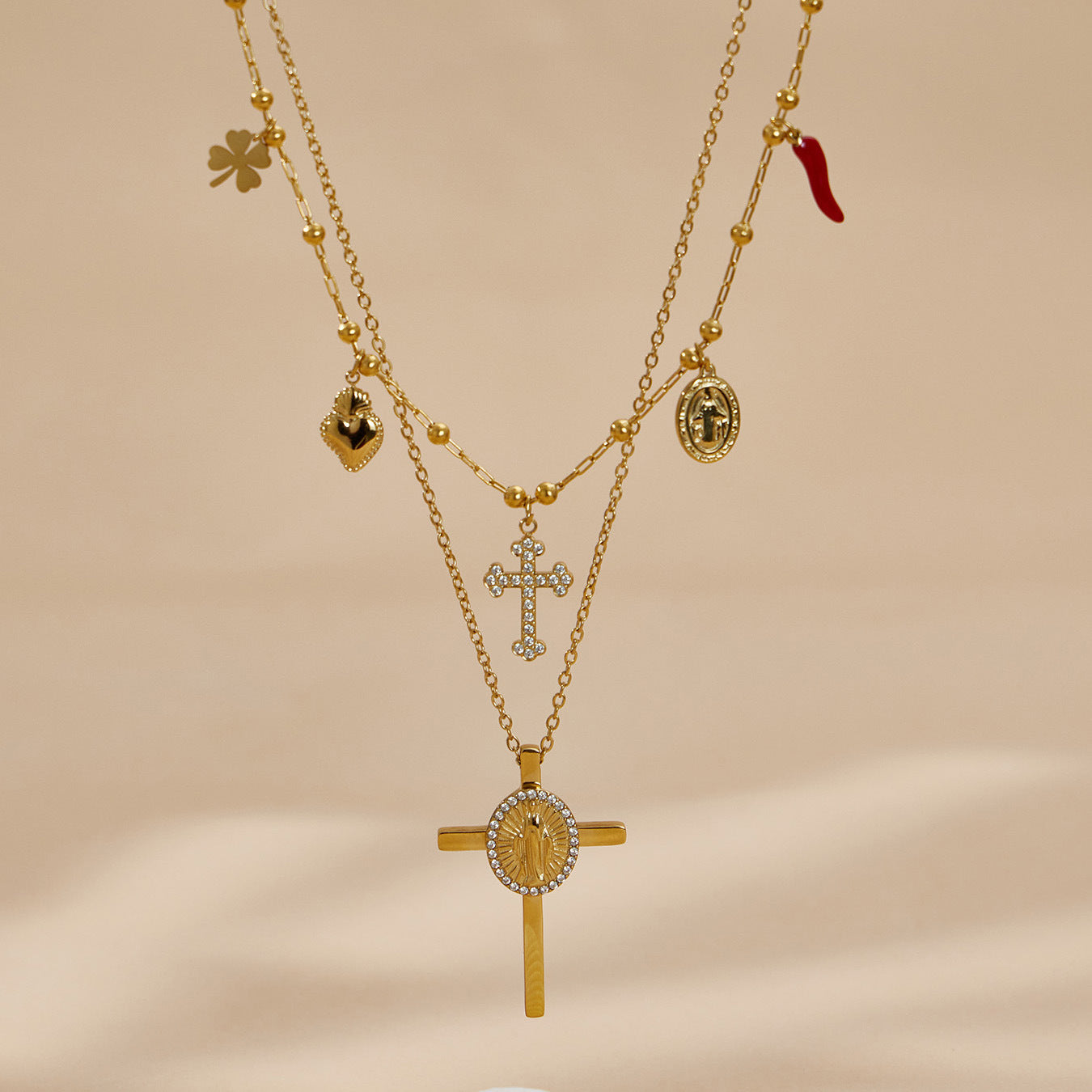 316L Stainless Steel 5A CZ Cross Pendant Necklace