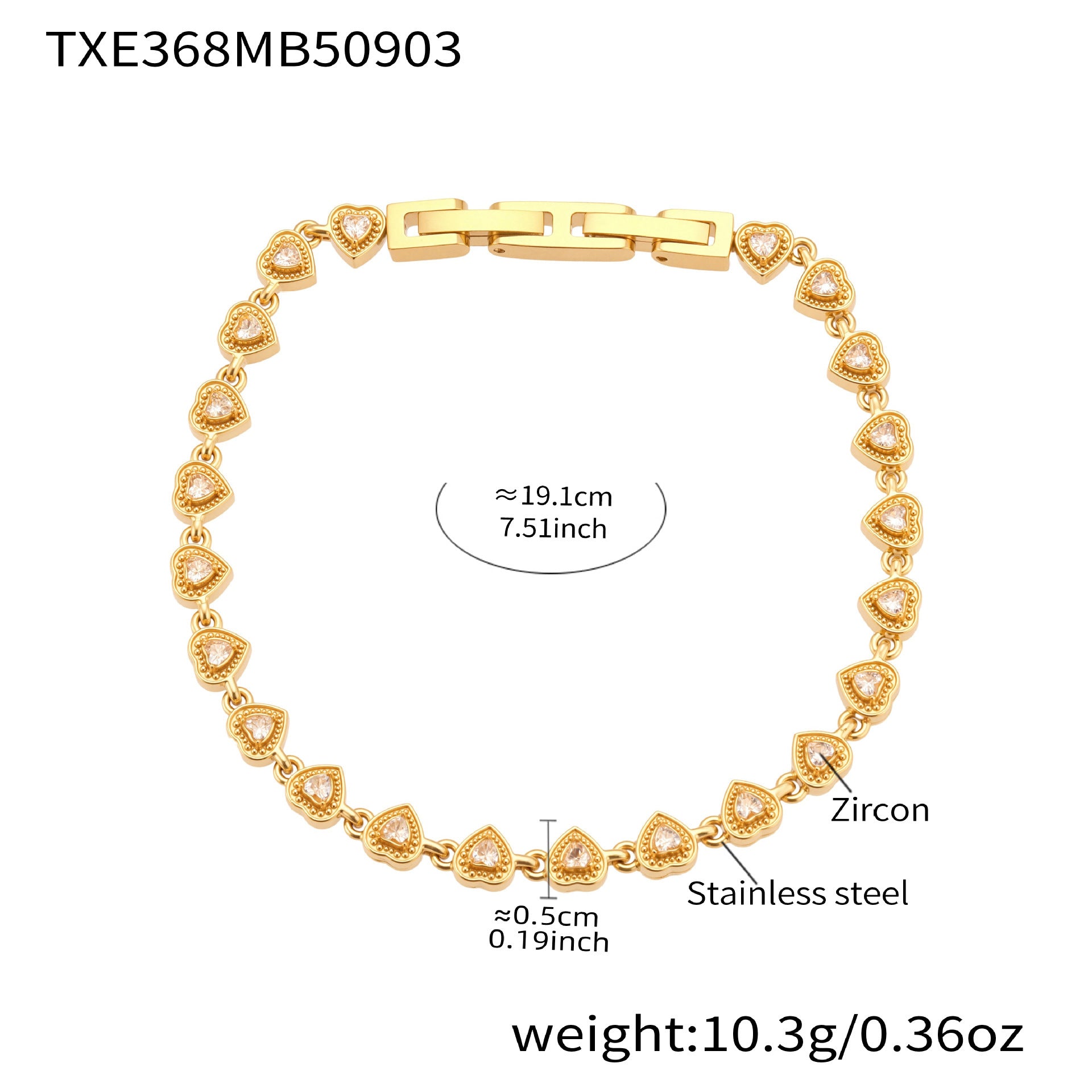 316L Stainless Steel 5A CZ Heart Link Bracelet & Necklace Set
