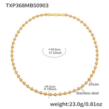 316L stainless steel heart link necklace with 5A cubic zirconia size details