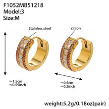 316L stainless steel 5A CZ double row hoop earrings size M waterproof huggie hoops