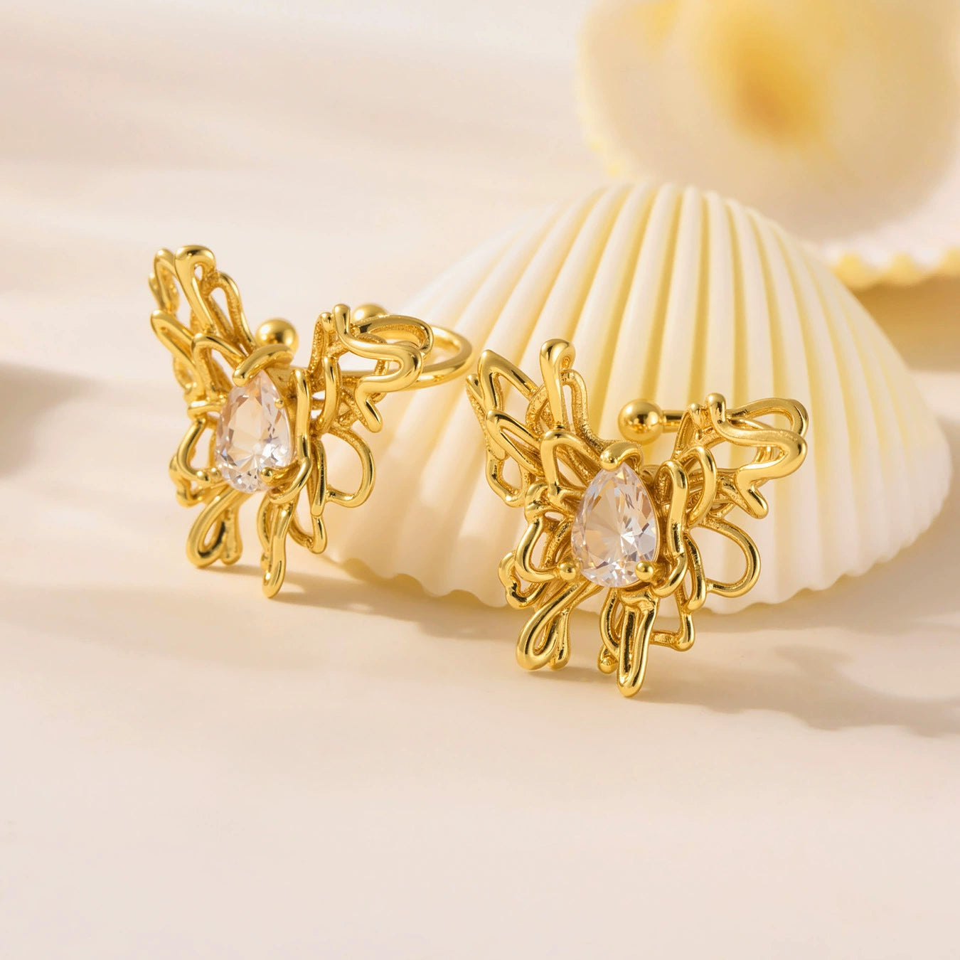 316L Stainless Steel 5A Zircon Butterfly Ear Cuff - Image 3