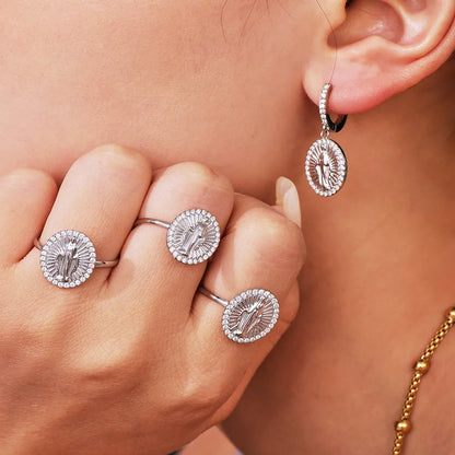 316L Stainless Steel 5A Zircon Divine Oval Full Pavé Ring & Earrings - Image 2