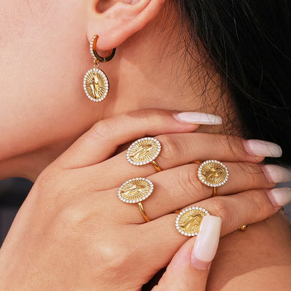 316L Stainless Steel 5A Zircon Divine Oval Full Pavé Ring & Earrings - Image 4