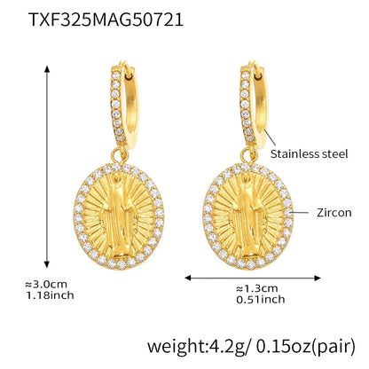 316L Stainless Steel 5A Zircon Divine Oval Full Pavé Ring & Earrings - Image 6