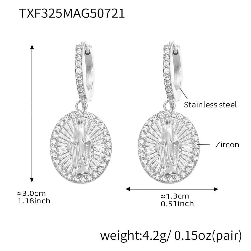 316L Stainless Steel 5A Zircon Divine Oval Full Pavé Ring & Earrings - Image 7