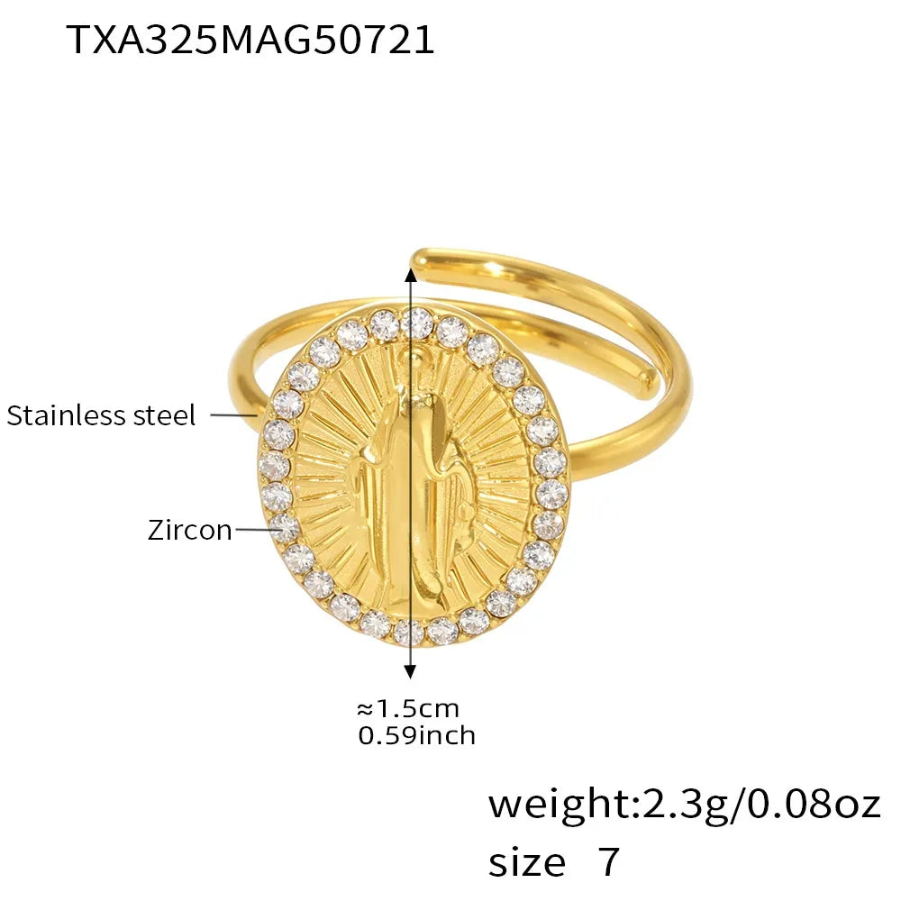 316L Stainless Steel 5A Zircon Divine Oval Full Pavé Ring & Earrings - Image 8