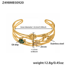 316L Stainless Steel 5A Zircon Floral Ladybug Intricate Triple-Layer Open Cuff Bracelet - Image 10