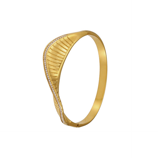 316L Stainless Steel 5A Zircon Threaded Fan Statement Bangle - Image 4