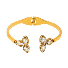 316L Stainless Steel 5A Zirconia Petal Bangle - Image 4