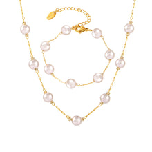 316L Stainless Steel 6mm Imitation Pearl Necklace & Bracelet Set - Image 10