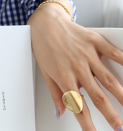 316L Stainless Steel Abstract Brushed Matte Statement Ring - Image 2