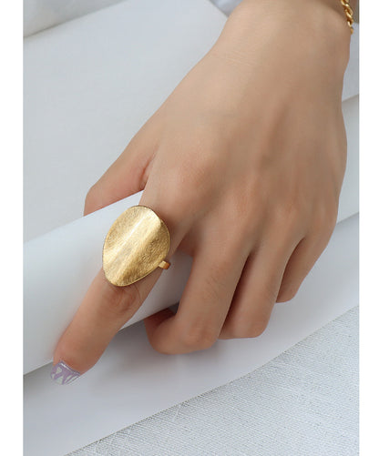 316L Stainless Steel Abstract Brushed Matte Statement Ring - Image 4