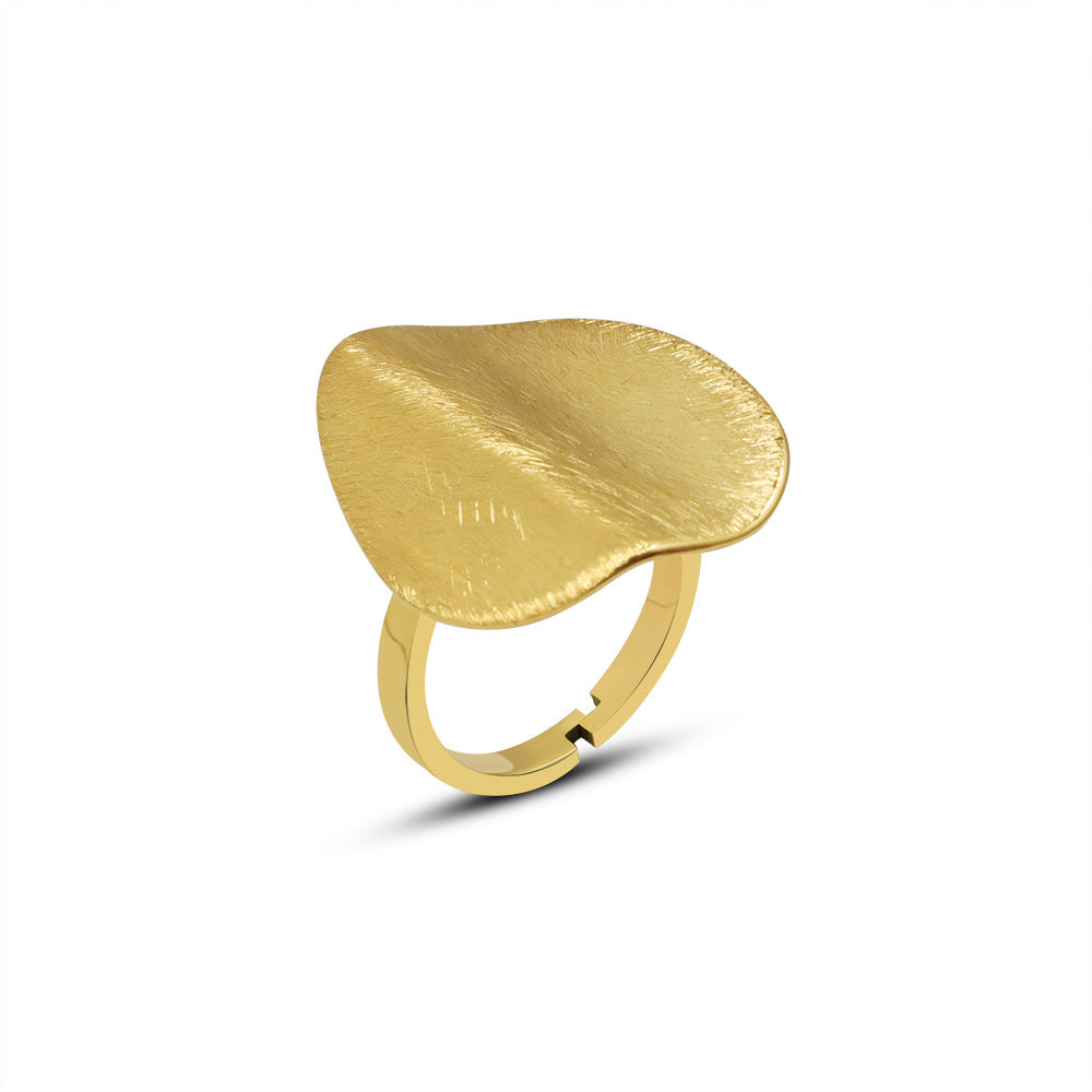 316L Stainless Steel Abstract Brushed Matte Statement Ring - Image 7