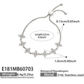 Steel Clover Zircon Adjustable Bracelet 22cm / 22cm
