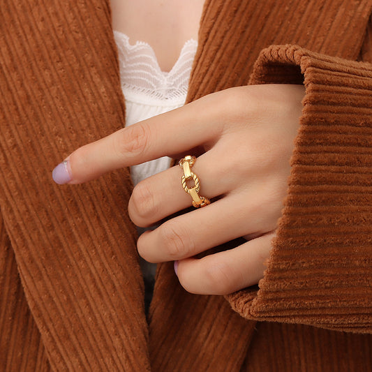 Elegant 316L Stainless Steel 18K PVD Adjustable Chain Ring