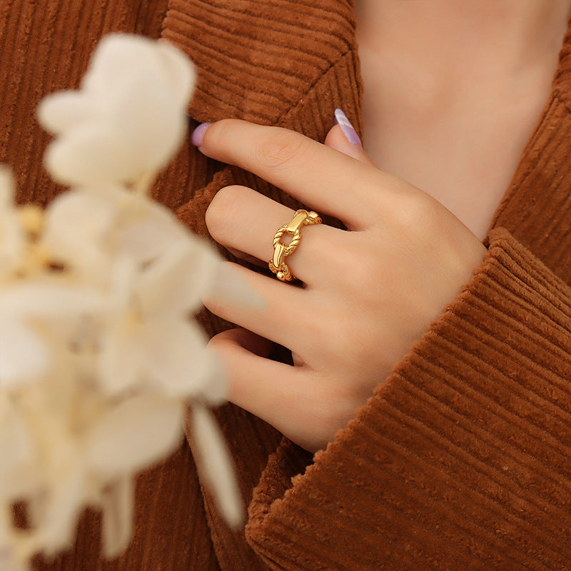 316L Stainless Steel 18K PVD Gold Adjustable Chain Ring made with 316L stainless steel and 18K PVD gold finish for wholesale jewelry buyers - image 3