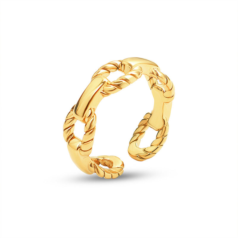 316L Stainless Steel 18K PVD Gold Adjustable Chain Ring made with 316L stainless steel and 18K PVD gold finish for wholesale jewelry buyers - image 6