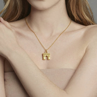 316L Stainless Steel Arc de Triomphe Pendant Necklace - Image 1