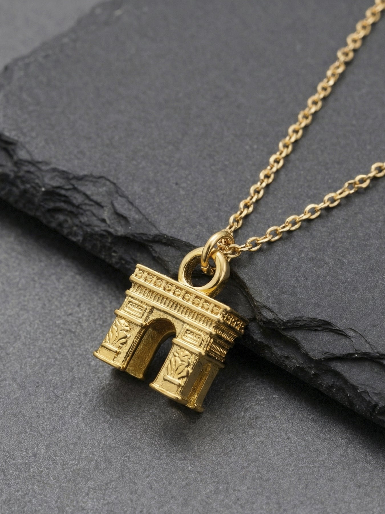 316L Stainless Steel Arc de Triomphe Pendant Necklace - Image 3