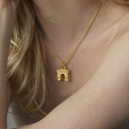 316L Stainless Steel Arc de Triomphe Pendant Necklace - Image 4