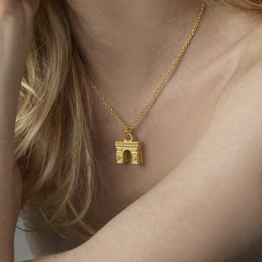 316L Stainless Steel Arc de Triomphe Pendant Necklace - Image 4