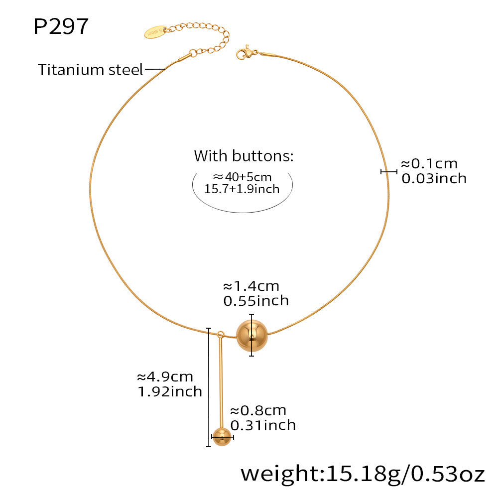 316L stainless steel gold ball tassel necklace size chart 40+5cm