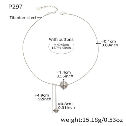 316L stainless steel silver ball tassel necklace with sleek mirror drop