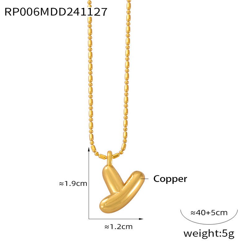 316L Stainless Steel 18K PVD Gold Balloon Letter Necklace made with 316L stainless steel and 18K PVD gold finish for wholesale jewelry buyers - image 17