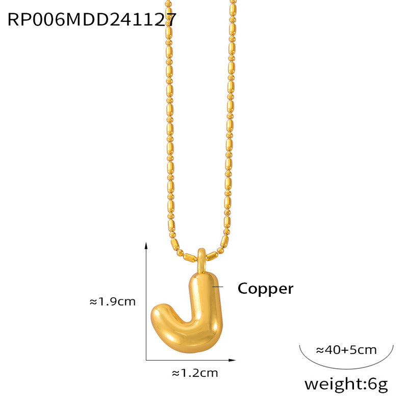 316L Stainless Steel 18K PVD Gold Balloon Letter Necklace made with 316L stainless steel and 18K PVD gold finish for wholesale jewelry buyers - image 19