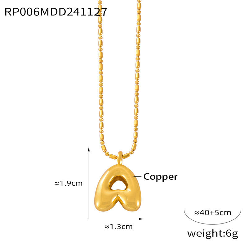 316L Stainless Steel 18K PVD Gold Balloon Letter Necklace made with 316L stainless steel and 18K PVD gold finish for wholesale jewelry buyers - image 29