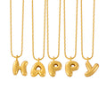 Gold Bubble Letter Initial Necklace Collection