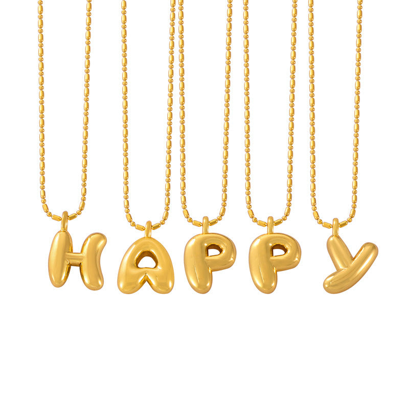 316L Stainless Steel 18K PVD Gold Balloon Letter Necklace made with 316L stainless steel and 18K PVD gold finish for wholesale jewelry buyers - image 9