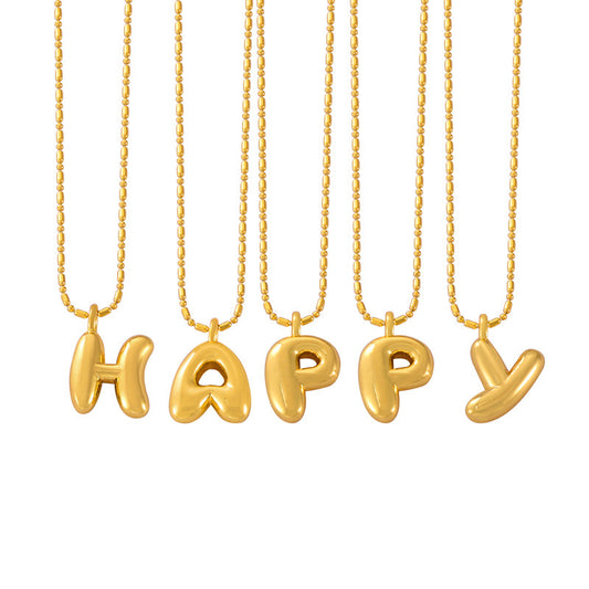 316L Stainless Steel 18K PVD Gold Balloon Letter Necklace made with 316L stainless steel and 18K PVD gold finish for wholesale jewelry buyers - image 9